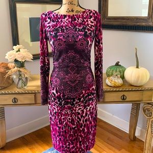 David Meister Designer Black Pink Dress S 4 Fall